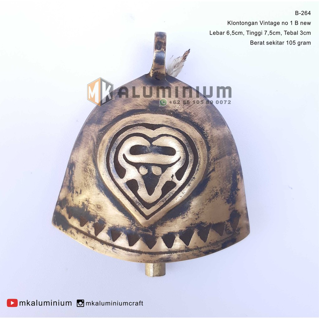 Klontongan 1B Kuningan finishing Vintage Antik Lawas no 1 B new - MK Aluminium B264