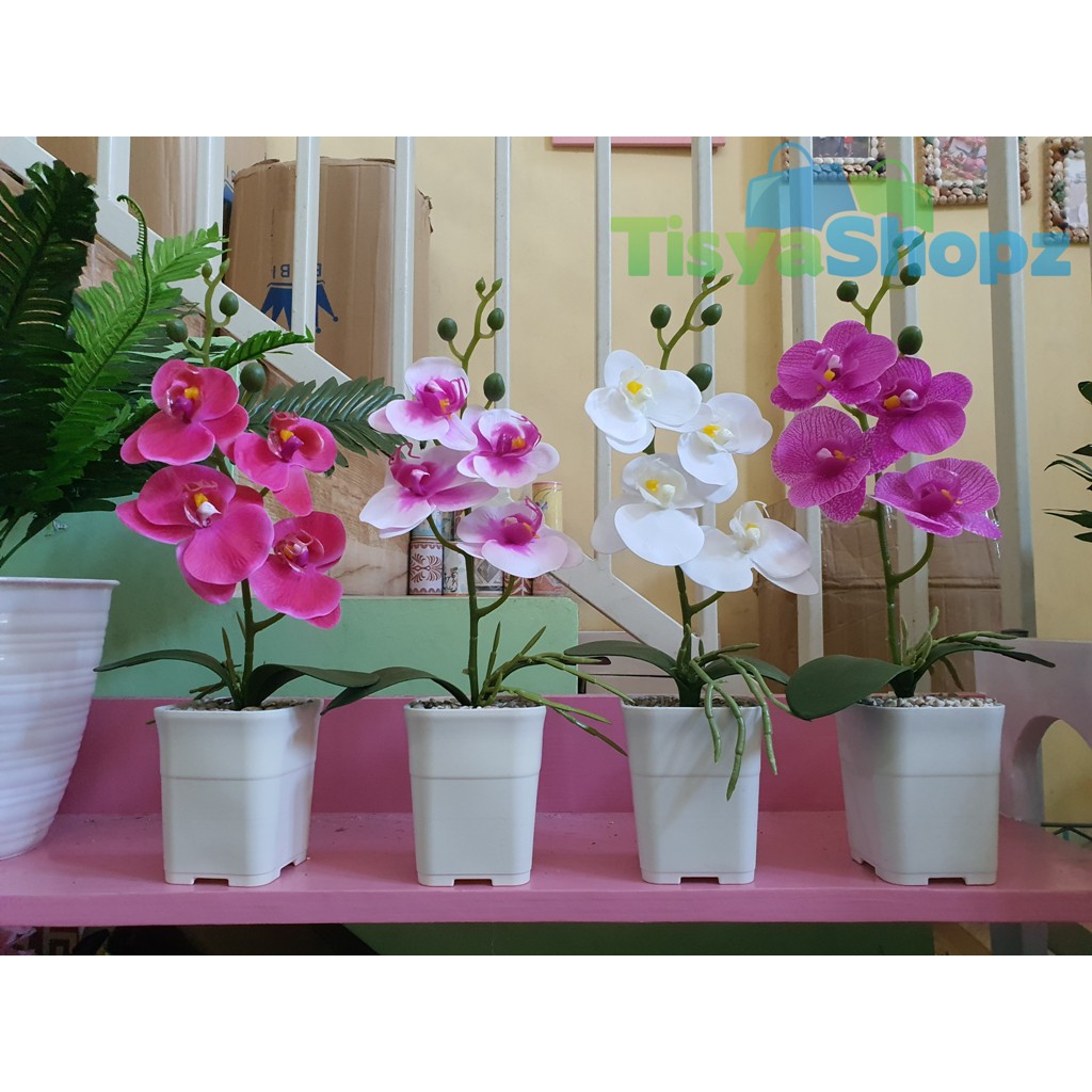 Bunga Anggrek Mini Latex / Anggrek Hias Artificial / Anggrek Orchid ( TANPA POT )