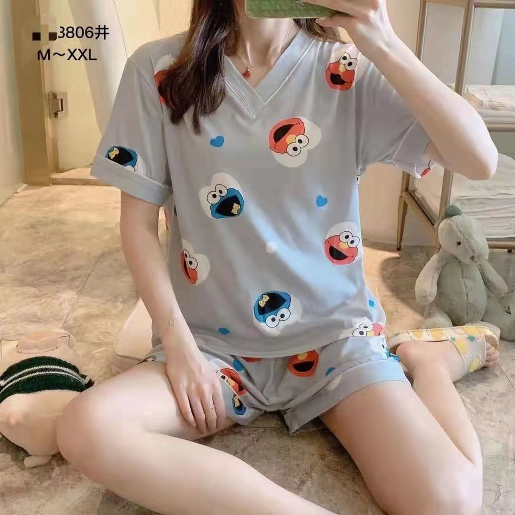 korea set setelan / baju tidur piyama wanita lengan pendek / motif / baju tidur / piyama / pakaian wanita korea