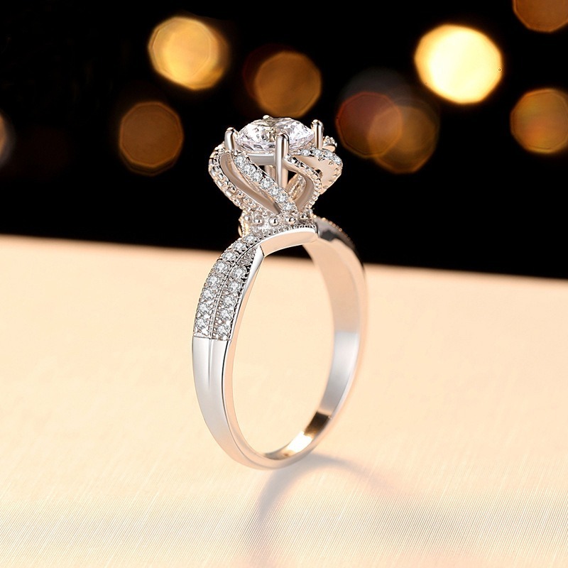 Cincin Berlian dengan Platinum Plated Adjustable Pembukaan