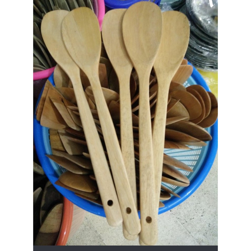 MODEL BULAT - Sendok INUS kayu SODET SPATULA KAYU 35CM UJUNG BULAT GHM