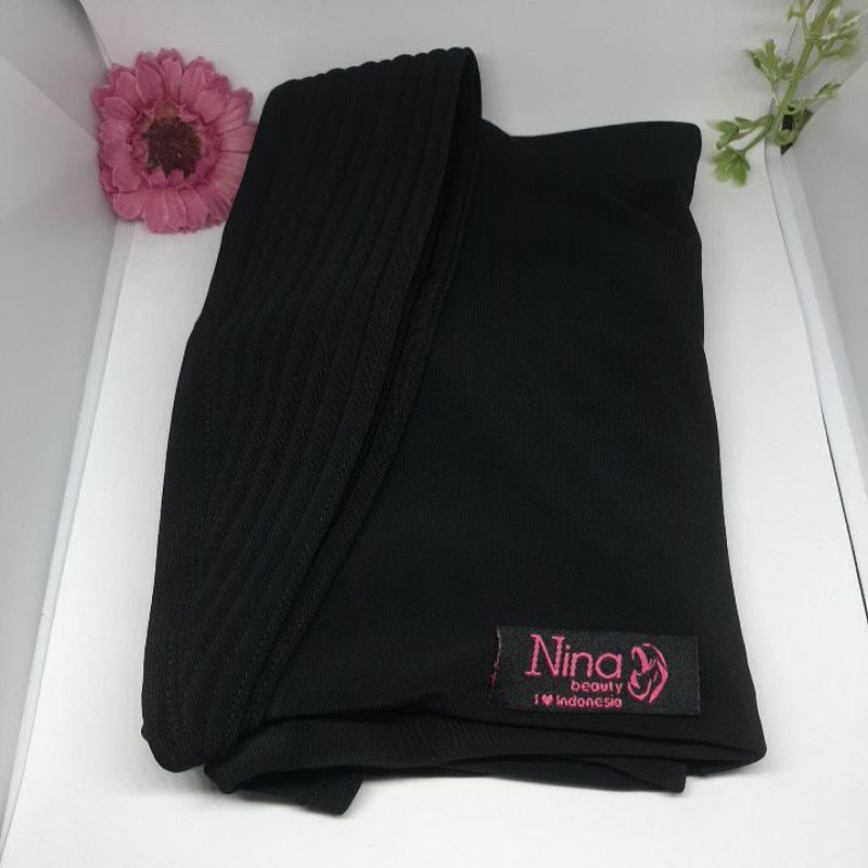 JILBAB TERLARIS ~ NINA QUIN ~ JILBAB INSTAN PET ~ JILBAB SPORT L ~ ORI NINA ~ premium quality-Hitam Original