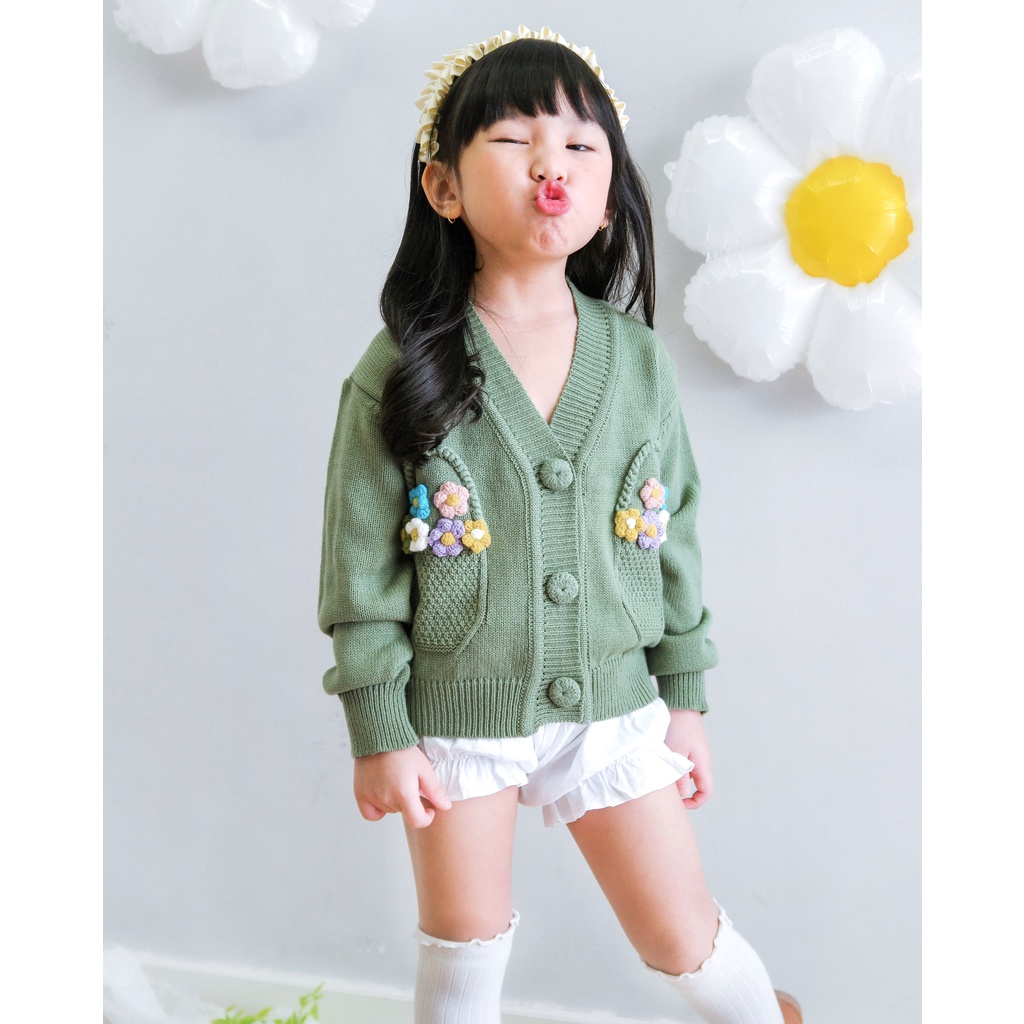 HELIE CARDIGAN | Jacket Anak Perempuan | Cardigan Knit | Outer Rajut | Cardigan Anak