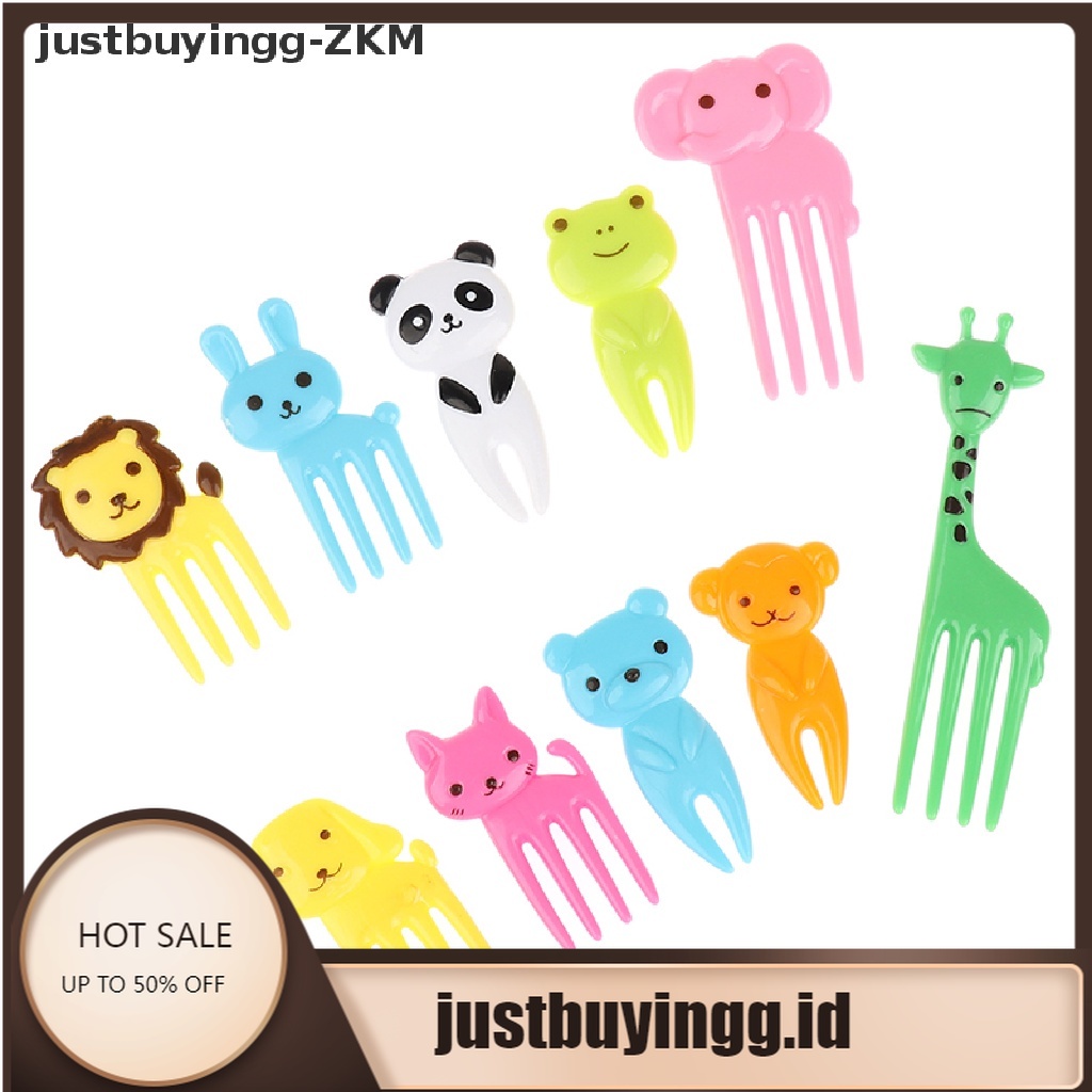 [justbuyingg] 10Pcs Mini Animal FarmKids Fruit Fork Cartoon Snack Cake Dessert Food Toothpick [zkm]