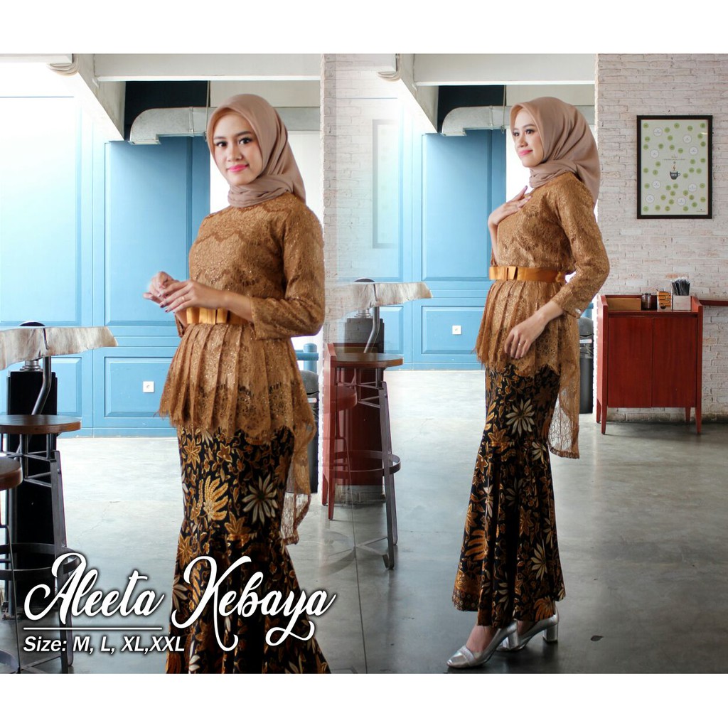 Stelan Kebaya Aleeta Brukat Rok Duyung Kebaya Modern Terbaru Shopee Indonesia