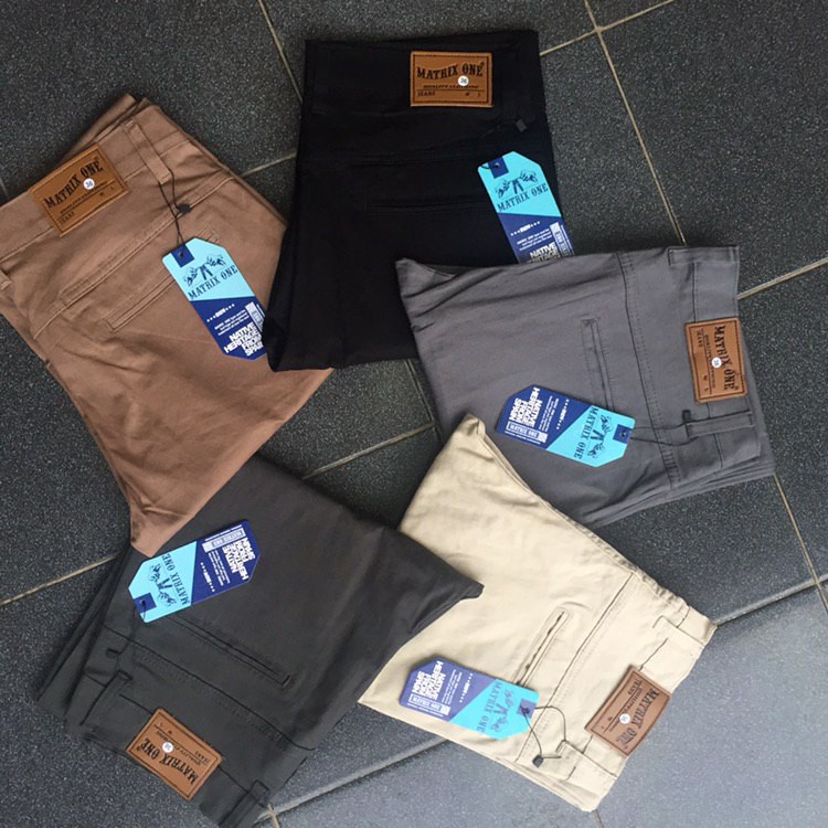 Celana Panjang Pria Chino Polos Slimfit Kasual Premium Import Kain Karet Melar