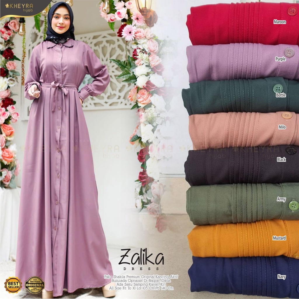 ZALIKA DRESS BY KHEYRA / GAMIS MAXI DRESS POLOS BAHAN SYAKILA ORI