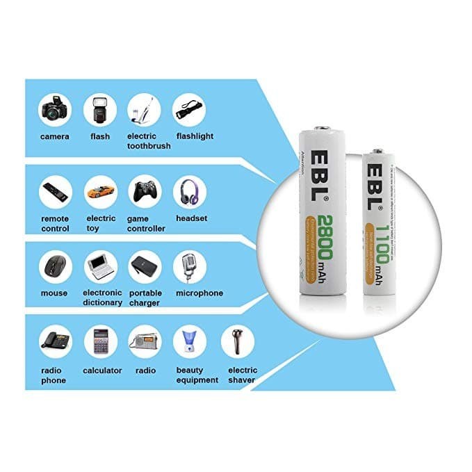 EBL Battery AAA 1100 mAh 4 Pack High Power Baterai AAA Rechargeable