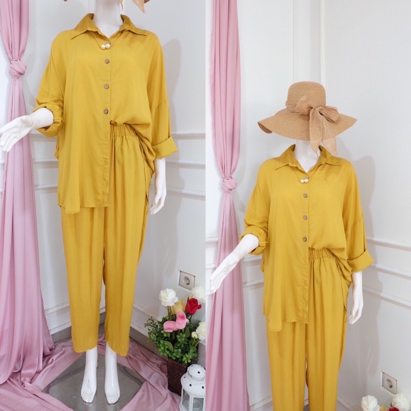 BAJU SETALAN BAHAN KATUN RAYON CRINKLE - LD 132 MODEL BATWING RUFFLE BAGIAN BELAKANG