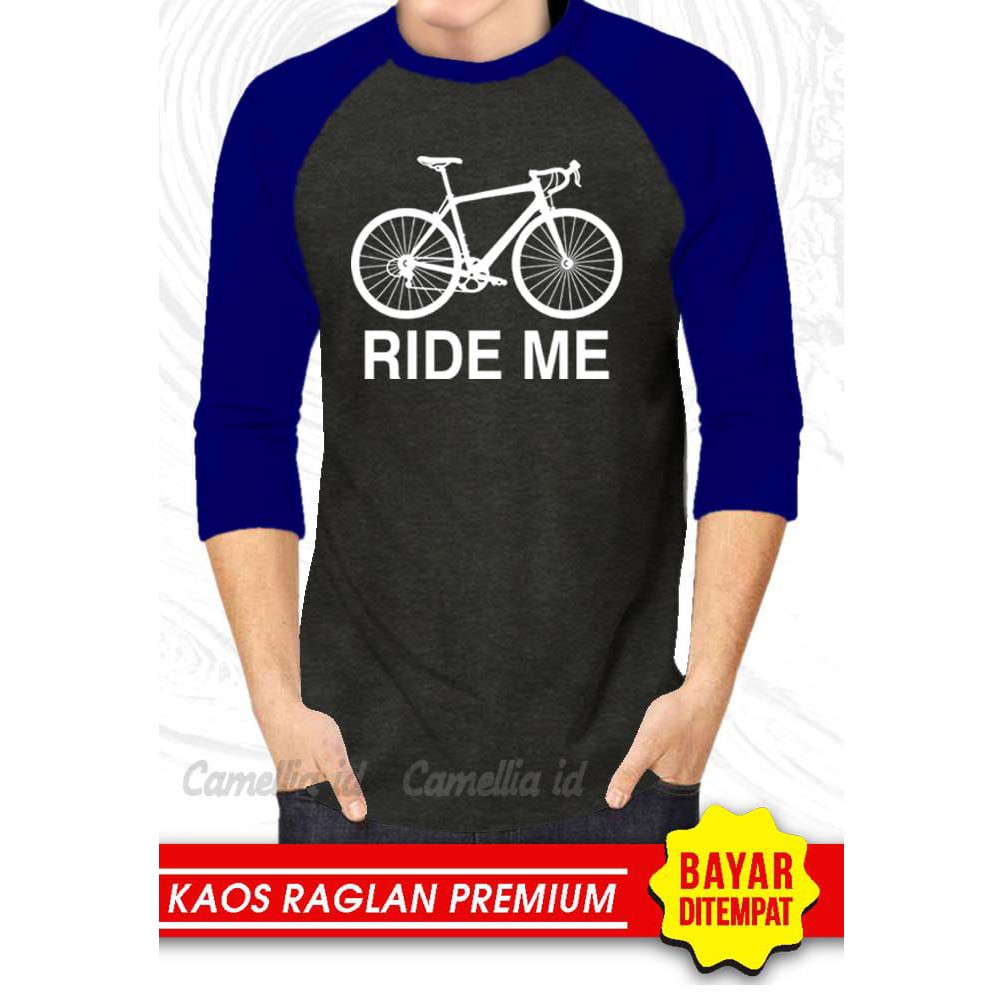 Kaos Raglan (RIDE ME)/Kaos Pria Lengan Panjang/ Kaos Pria/ Kaos Cowok/ Kaos Oblong/Misty