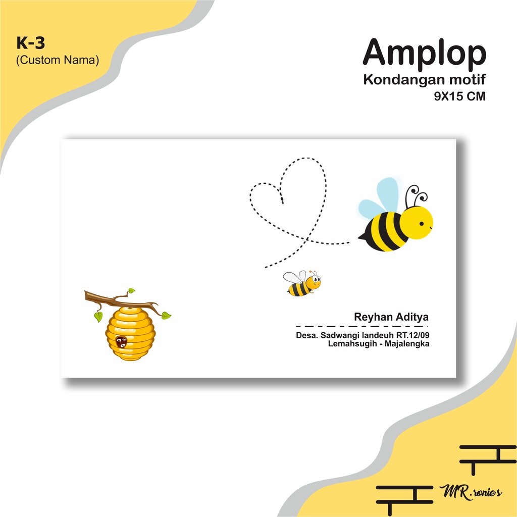 

Amplop Kondangan Custom Nama & Alamat Karakter K-3