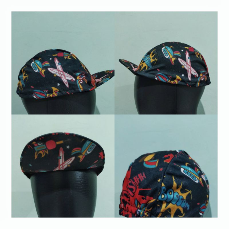 Cycling Cap Black Laser Gun (anak)