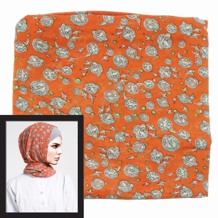 Hijab / Jilbab Wanita Poponina Milkyway Scarf (Orange)