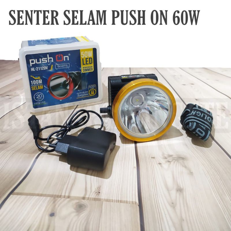 Push On HL-2112DV 50 Watt 9000mah Senter Kepala Selam 100meter Bisa di Cas