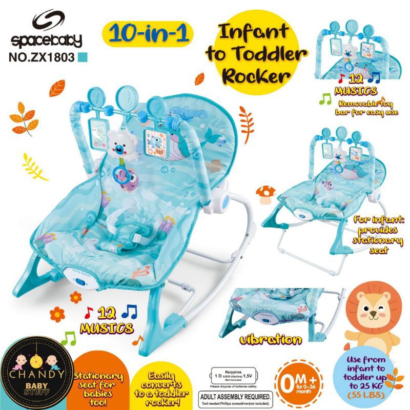 BOUNCER SPACE BABY ZX 1803 (10 IN 1), BOUNCER SPACE BABY SB 1703 (10 IN 1), SMARTSTART 10 IN 1 INFANT TO TODDLER ROCKER