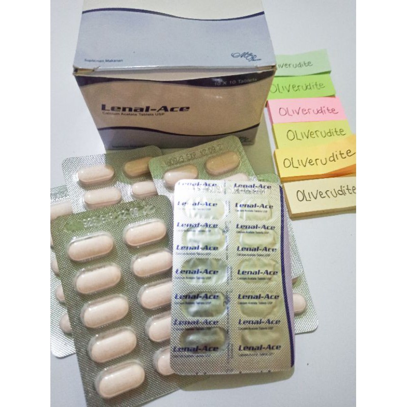 Lenal Ace perBOX Suplemen Kalsium Calcium Asetat USP Binder pengikat Fosfat GGK Gagal ginjal kronik