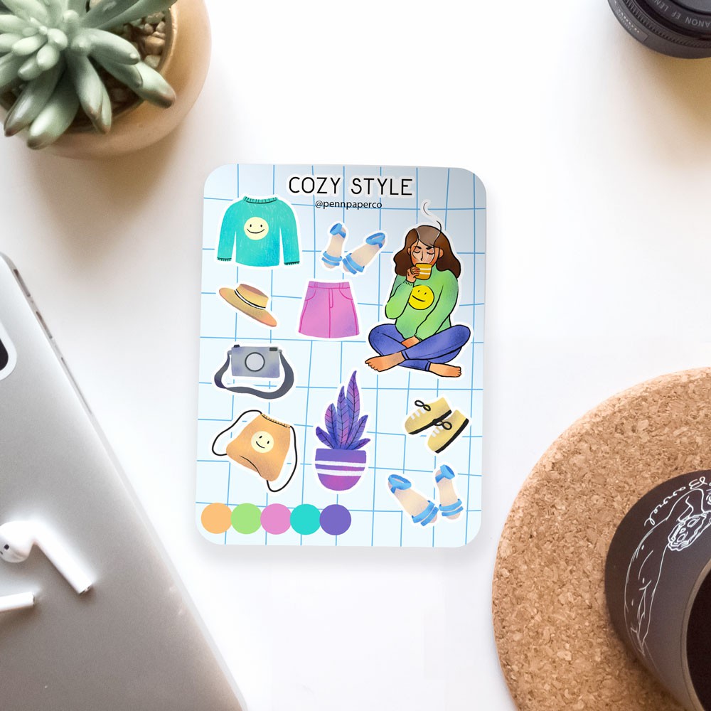 

Cozy Style Sticker Sheet Stiker Lucu Deco Bujo Bullet Journal Pennpaper