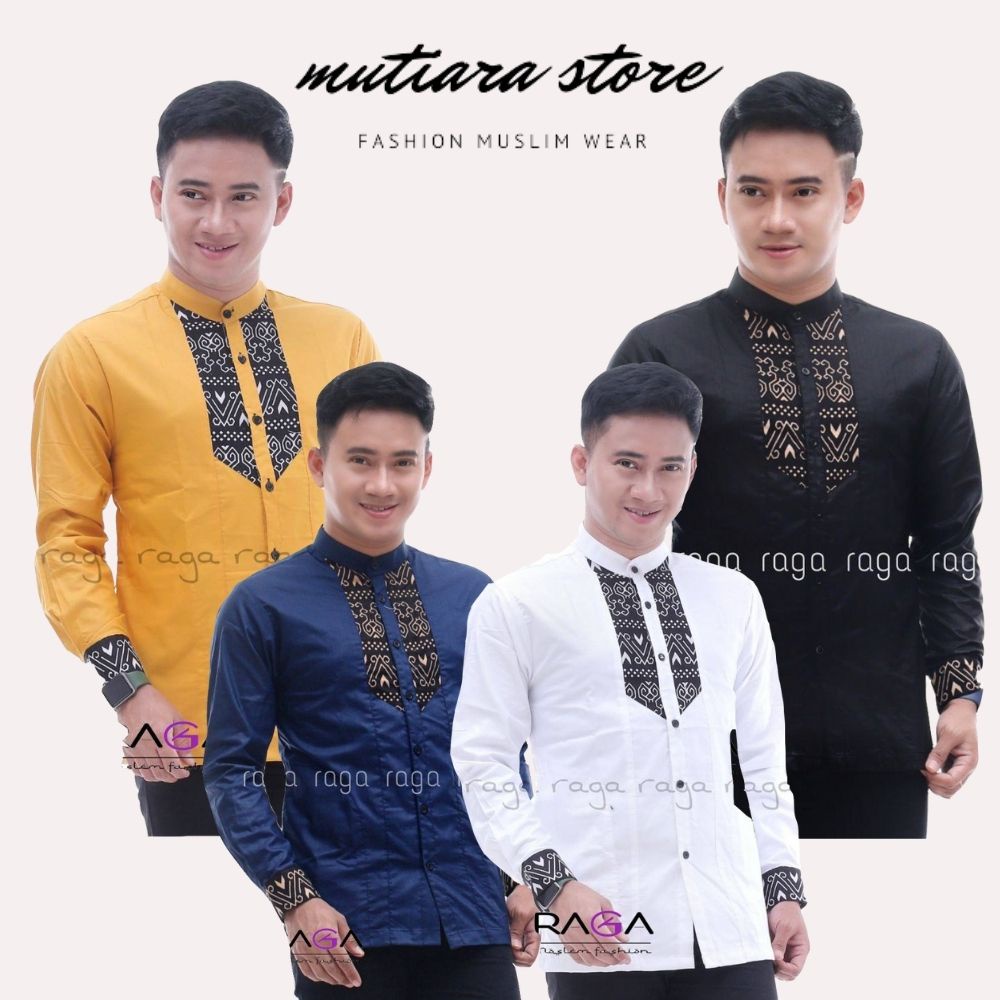 Bajun Koko Pria Lengan Panjang Motif Panah Size M L XL