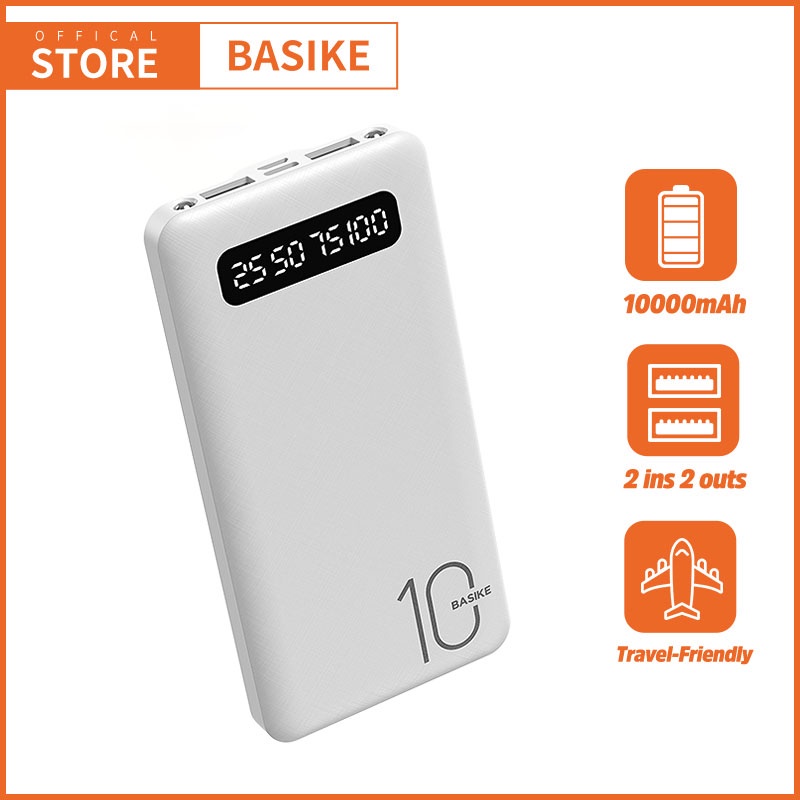 PowerBank 20000mah 10000mah Fast Charging Power Bank Dual Input Port Type C & Micro USB Original Quick Charger Real Capacity mini murah Iphone 13 mini pro max 11 10 8 7 6 xiaomi Samsung Oppo Vivo  iphone xr x hp Realme Redmi infinix Ipad Batteries Ga-PT69-Putih