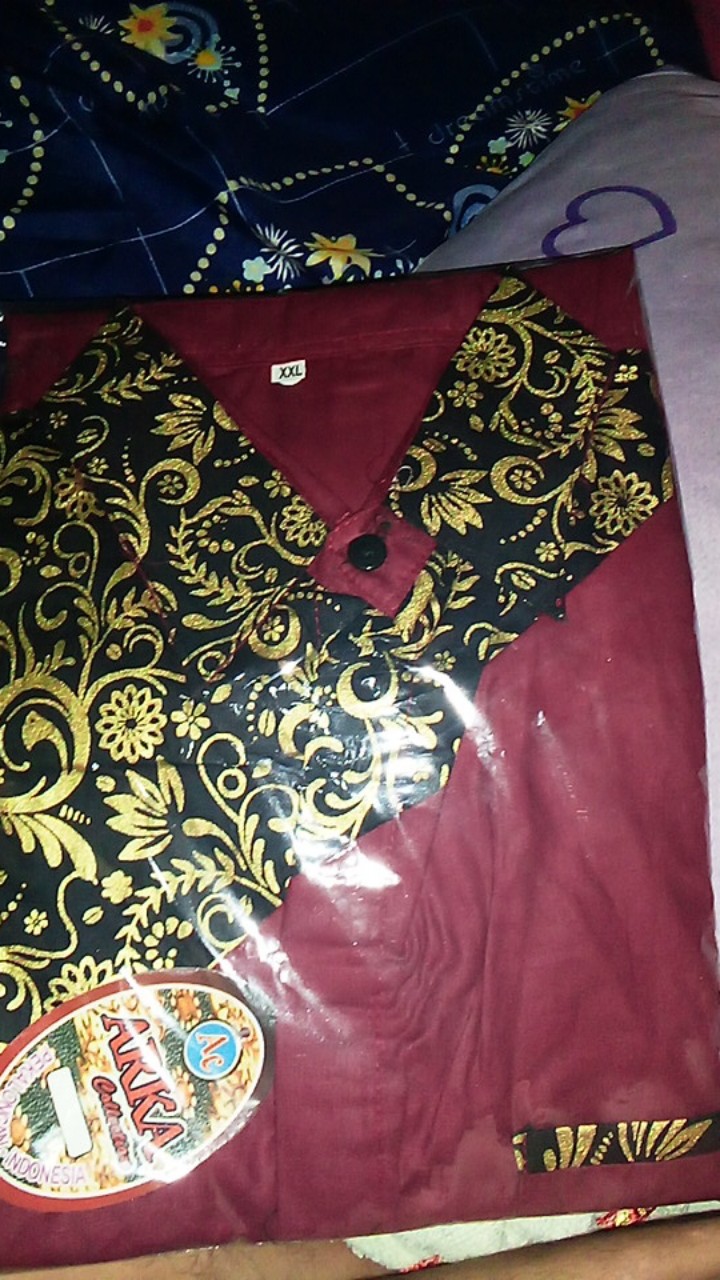 Atasan Batik Pria Modern Kombinasi Batik Seno Kenongo Padi Risna Batik Hrb026 Batik Ipnu-ippnu Mlxl