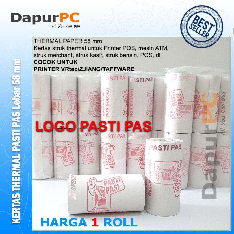 Jual Kertas Struk Thermal Logo Pasti Pas Pertamina X Mm Kertas Struk Thermal Paper