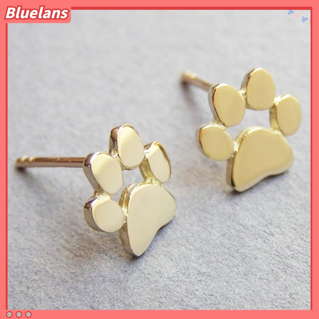 1 Pasang Anting Stud Bentuk Jejak Kaki Hewan Bahan Alloy Untuk Wanita