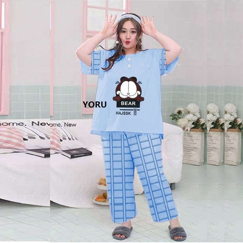 Pamelo Baju Tidur Baby doll Jumbo CP Piyama Bigsize Babydoll XXL Celana Panjang Busui Bumil CP Oversize CP Jumbo Baju Tidur Jumbo