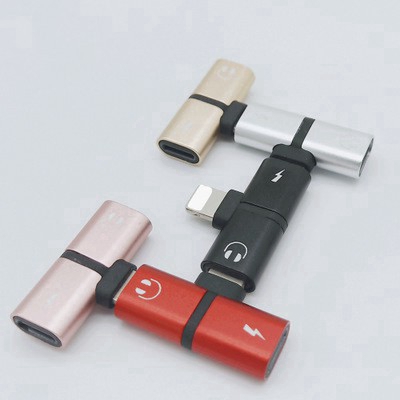 2 In 1 Adapter Splitter Dual Lightning Untuk Headphone