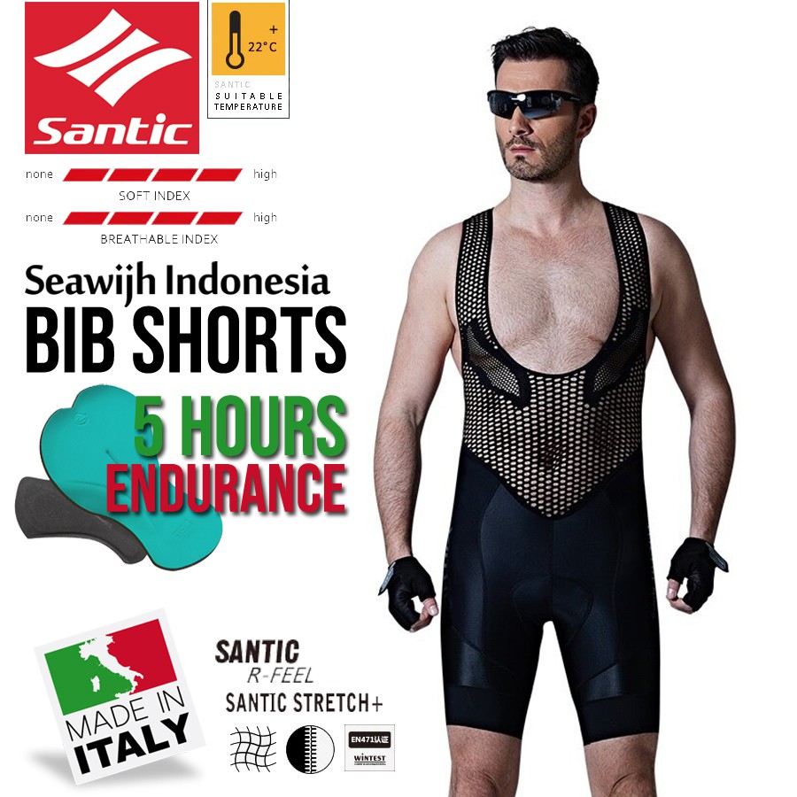 Bib Short Santic Italy Celana Sepeda Padding Pria Endurance Series