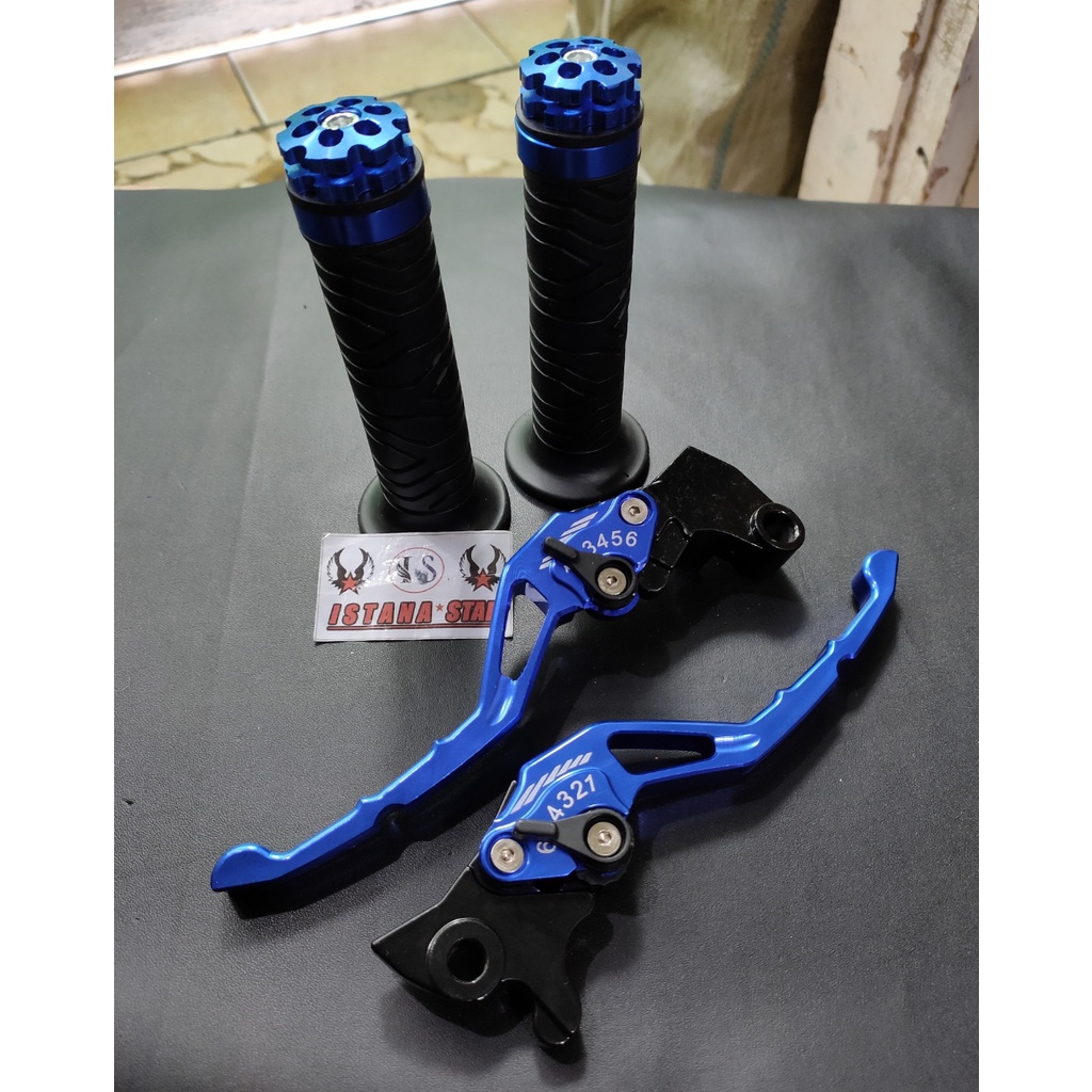 [PROMO] Handle REM dan KOPLING Stelan Variasi Motor FULL CNC Yamaha Vixion Old New RX King Scorpio Xabre R15 V3 New - BIRU HARGA 1 PAKET