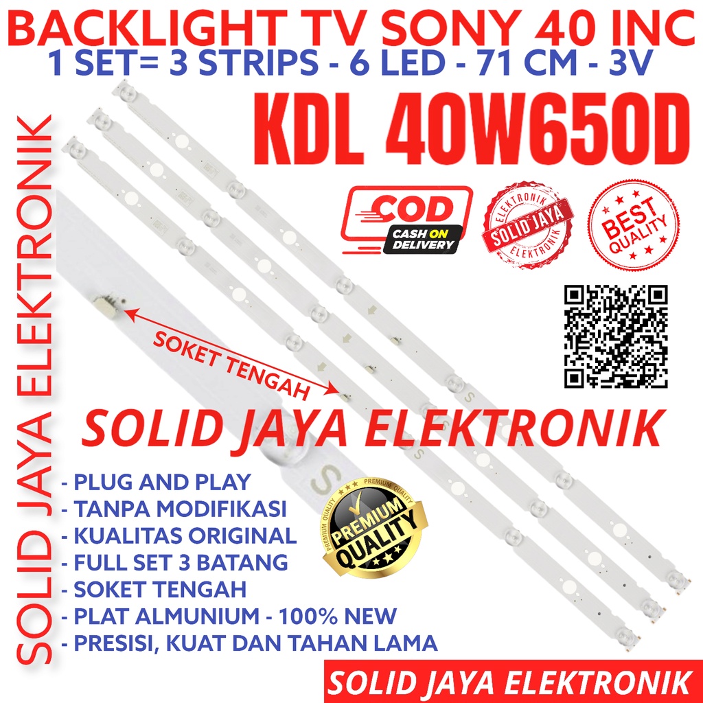 BACKLIGHT TV LED SONY 40 INC KDL 40W650 40W650D KDL40W650D KDL40W650 KDL-40W650D KDL-40W650 D LAMPU BL 6K 3V 40W SONY LAMPU 6 KANCING 6LED 40INCH 40IN 40INC IN INCH SONI BL