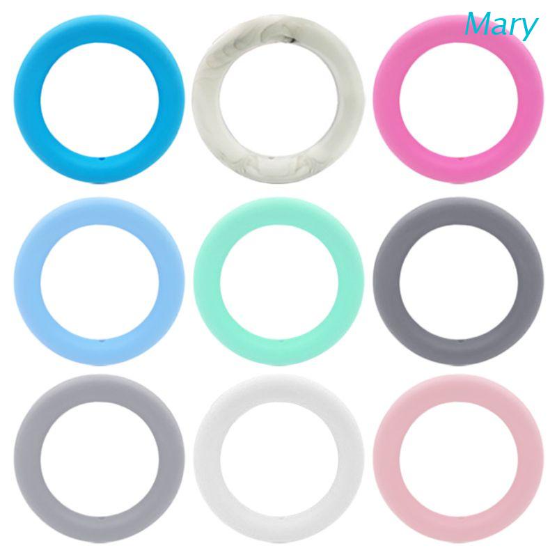 Mary 5Pcs / Pak Mainan Teether Bayi DIY Bentuk Cincin Bahan Silikon 65mm