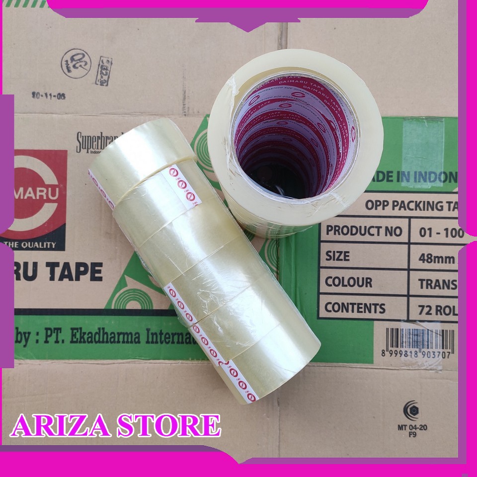 

Lakban Bening Daimaru Tape Asli Isolasi Transparan Ukuran 48mm