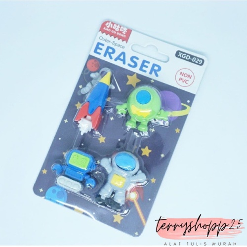 

Penghapus Karakter Bentuk Astronot Alien Lucu Cover Luar Angkasa