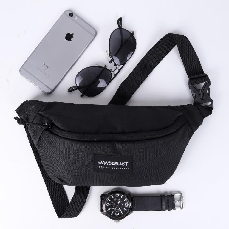Wanderlust Waistbag Tas Selempang Tas Pinggang Fannypack Zagreb Black