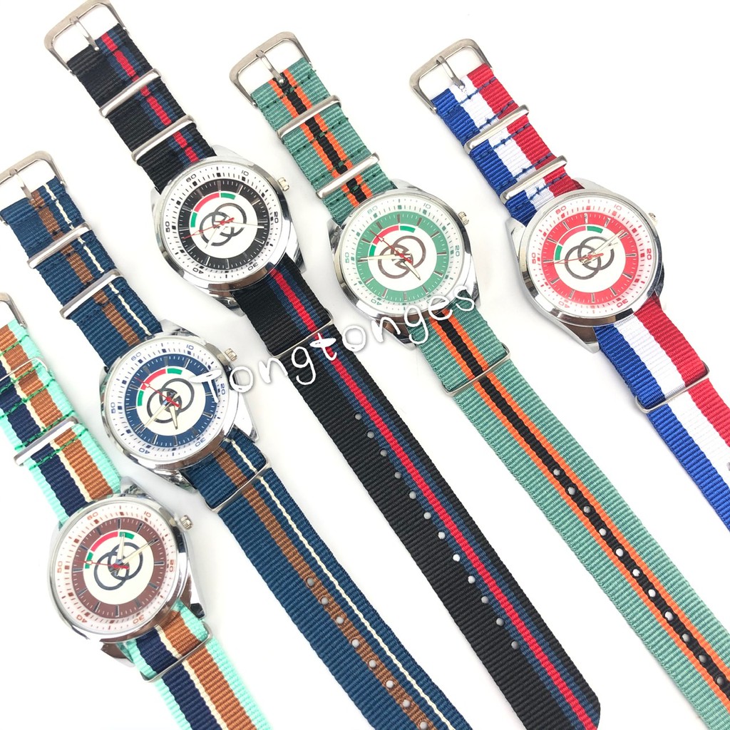 Jam Tangan Wanita  Watch Fashion Nylon Strap Large Dial Quartz Ready Stock price kerat  murah