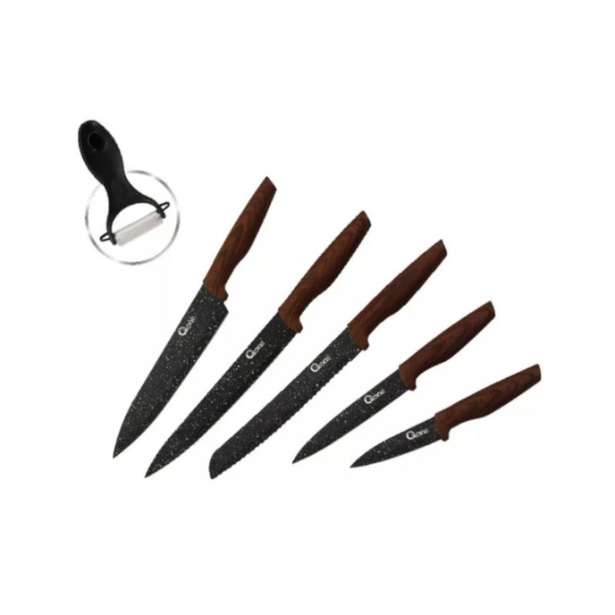 Oxone Black Marbel Knife Set Pisau OX-605 6 pcs set Original