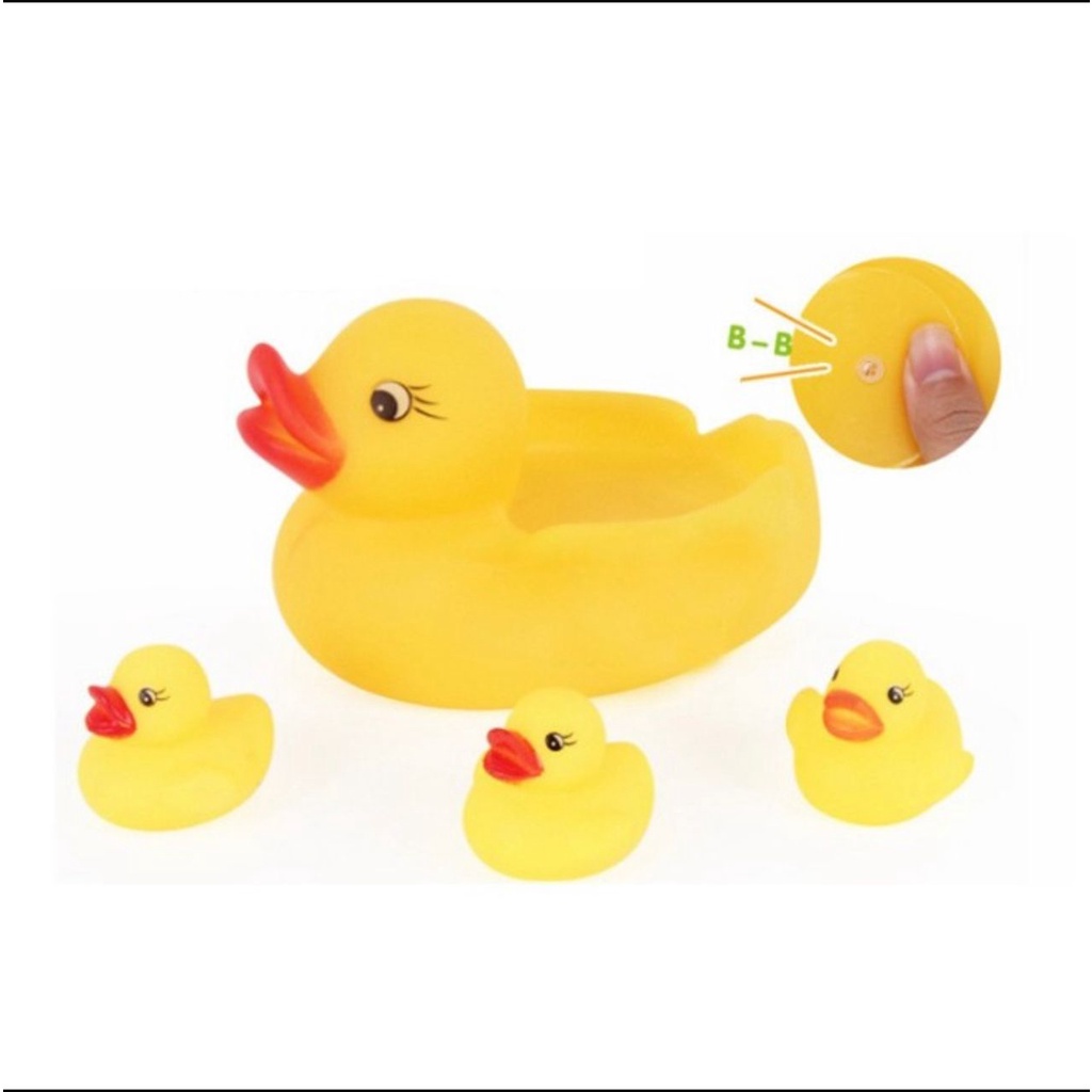Mainan Bebek Karet Set Mandi Anak Vinyl Bunyi Rubber Duck Baby Bath Vinil Besar Kecil Isi 4Pc