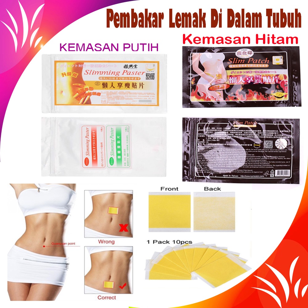 Slim Patch Koyo Pelangsing Perut 100% ORIGINAL Membakar Lemak Perut Koyo Pembakar Lemak Perut - 1 Pack Isi 10 Sachet