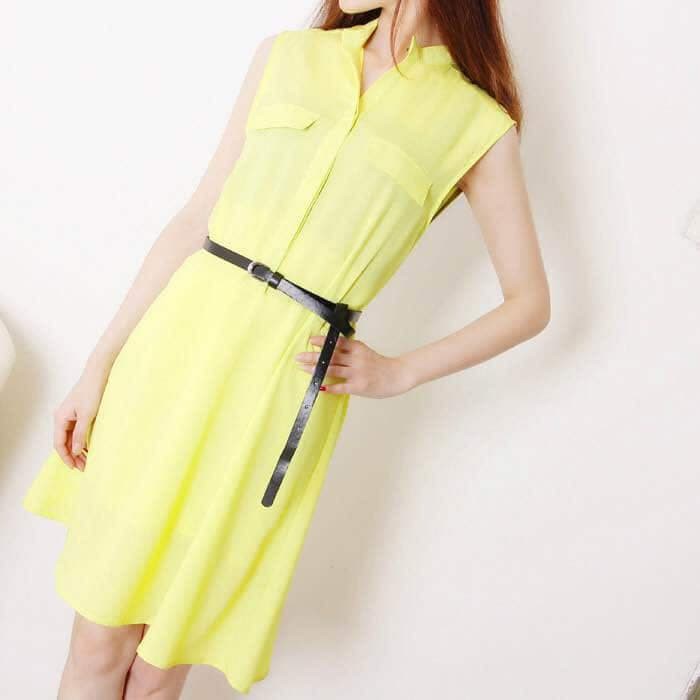 TREND dress kuning fashion wanita terusan baju you can see party