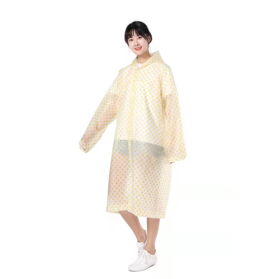 Jas hujan wanita terusan polkadot EVA - 851 stylist fashion raincoat travelling transparan transparant korea