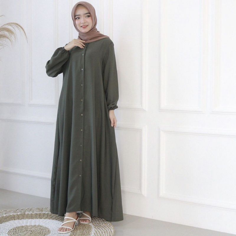 GAMIS MOSCREPE POLOS NIDIA DRESS MOSCREPE BUSUI DAILY DRESS MUSLIM