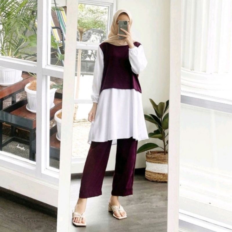 ONE SET KARA TUNIK SETELAN CELANA WANITA REMAJA KONDANGAN MASAKINI-4
