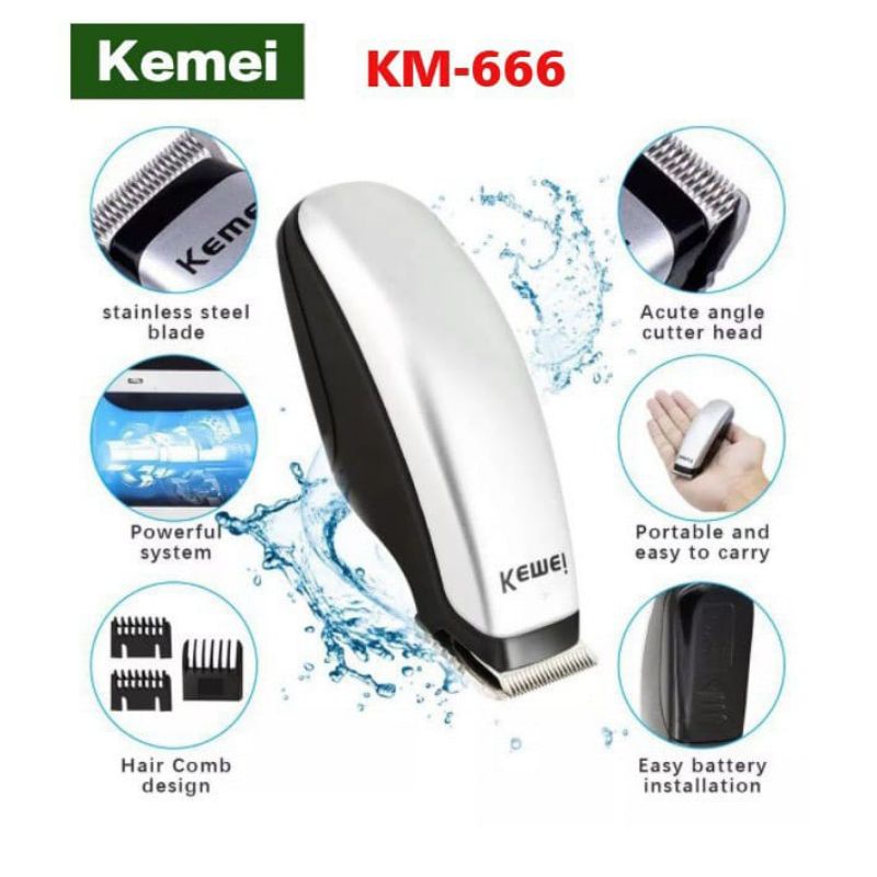 KEMEI KM-666 / Pemotong Bulu / Rambut Bayi / Dewasa Mini Electric Razor Beard Hair Trimmer Clipper + GRATIS 2PCS Baterai AA