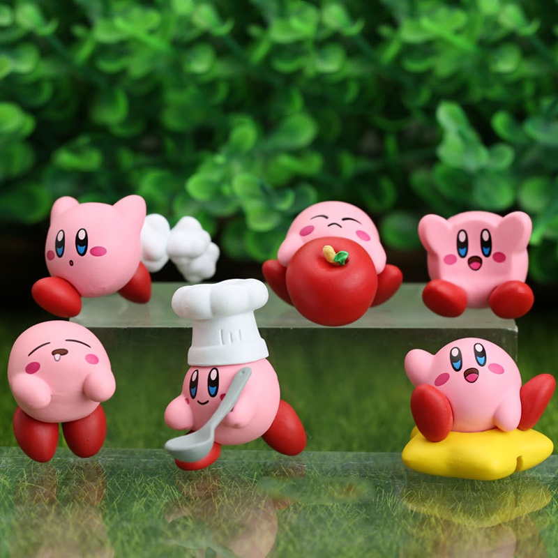 New Kawaii Action Figure Cartoon Kirby Figure Star Kirby Decorate Dolls Mini Model Toys Collection Figure Doll Kids Gifts Chef with Spoon 6PCS