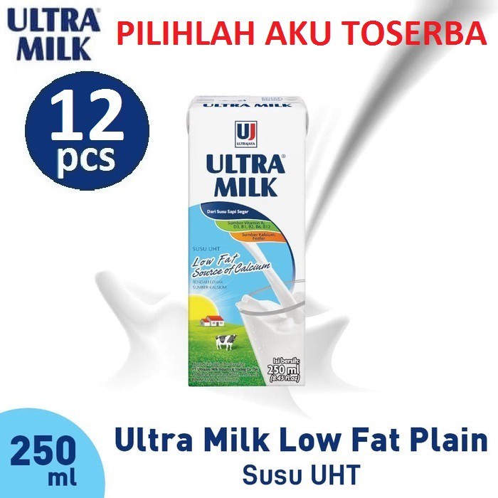 SUSU ULTRA LOW FAT PLAIN 250 ML - ( HARGA 1 PAKET ISI 12 )
