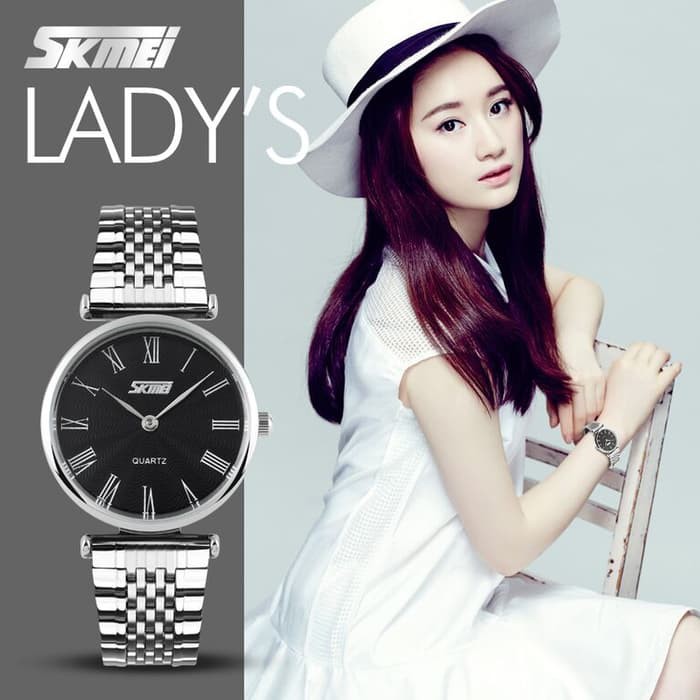 Jam Tangan Wanita Original SKMEI Casio Model Guess Rolex Anti Air - silver
