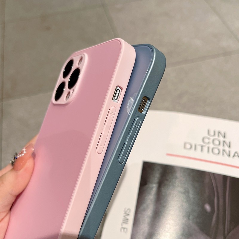 Hard Case Bahan Kaca Buram Anti Sidik Jari Warna Abu-Abu Untuk iPhone 11 11Pro 12 13 Pro MAX