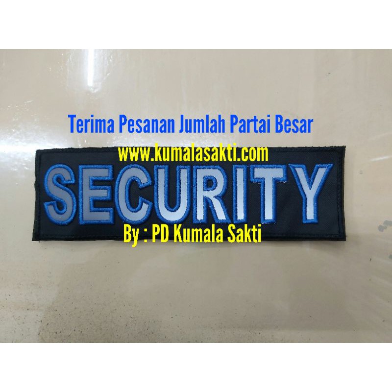 Bordiran Perekat Tulisan Security Rompi Jaket Tas-Rubber Patch Tactical-Rompi Jaring Mesh Satpam-Tas