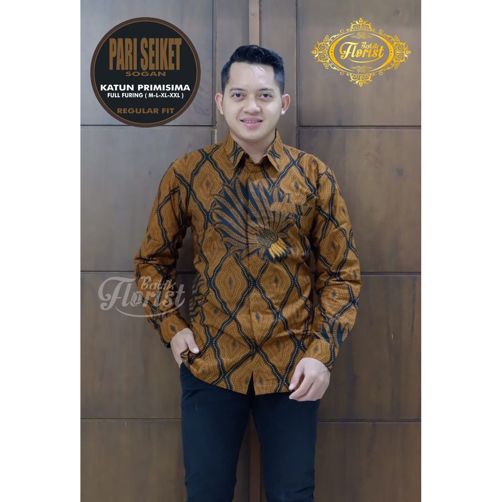 PARI SEIKET SOGAN Batik Solo Kemeja Pria Full Furing Katun Primisima